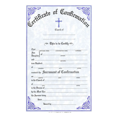 Confirmation Certificate Pad Stock, Disc.
