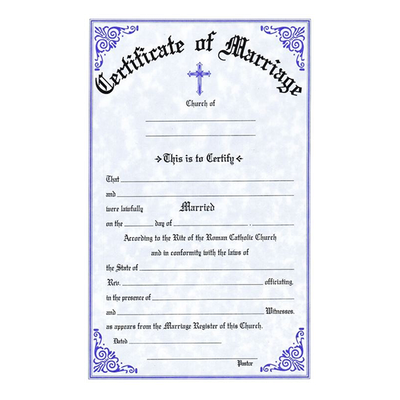 Marriage Certificate Pad Stock, Disc.