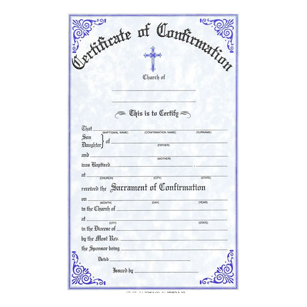 Confirmation Certificate Pad Stock, Disc.