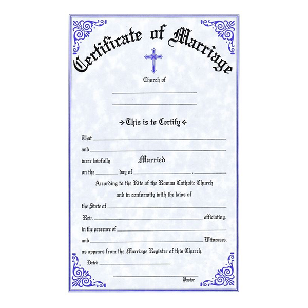 Marriage Certificate Pad Stock, Disc.