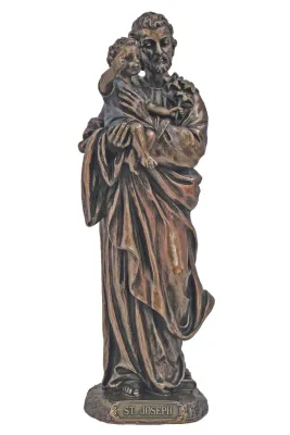 8" Saint Joseph and Child Bronze Statue