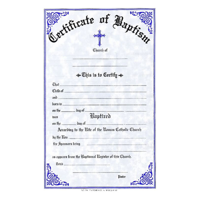 Baptism Certificate Pad Stock, Disc.