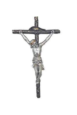 16" Crucifix Pewter and Bronze