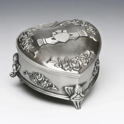 Mullingar Pewter Rose/Heart Shaped Claddagh Jewelry Box