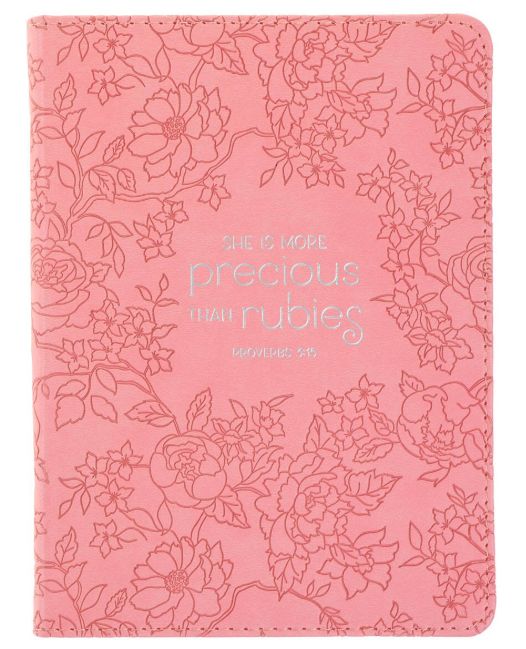 More Precious than Rubies Strawberry Pink Handy-sized Faux Leather Journal - Proverbs 31:26