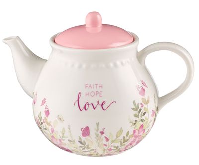 Faith, Hope, Love Petite Floral Teapot