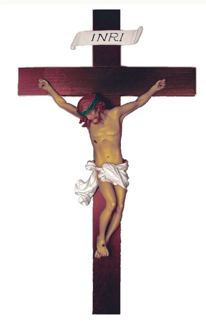 14" Baroque Crucifix Hand-Painted Alabaster Corpus 14" Baroque Crucifix Hand-Painted Alabaster Corpus