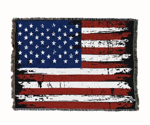 American Flag Distressed Blanket