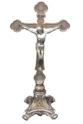 13" Veronese Crucifix Pewter Gold Trim