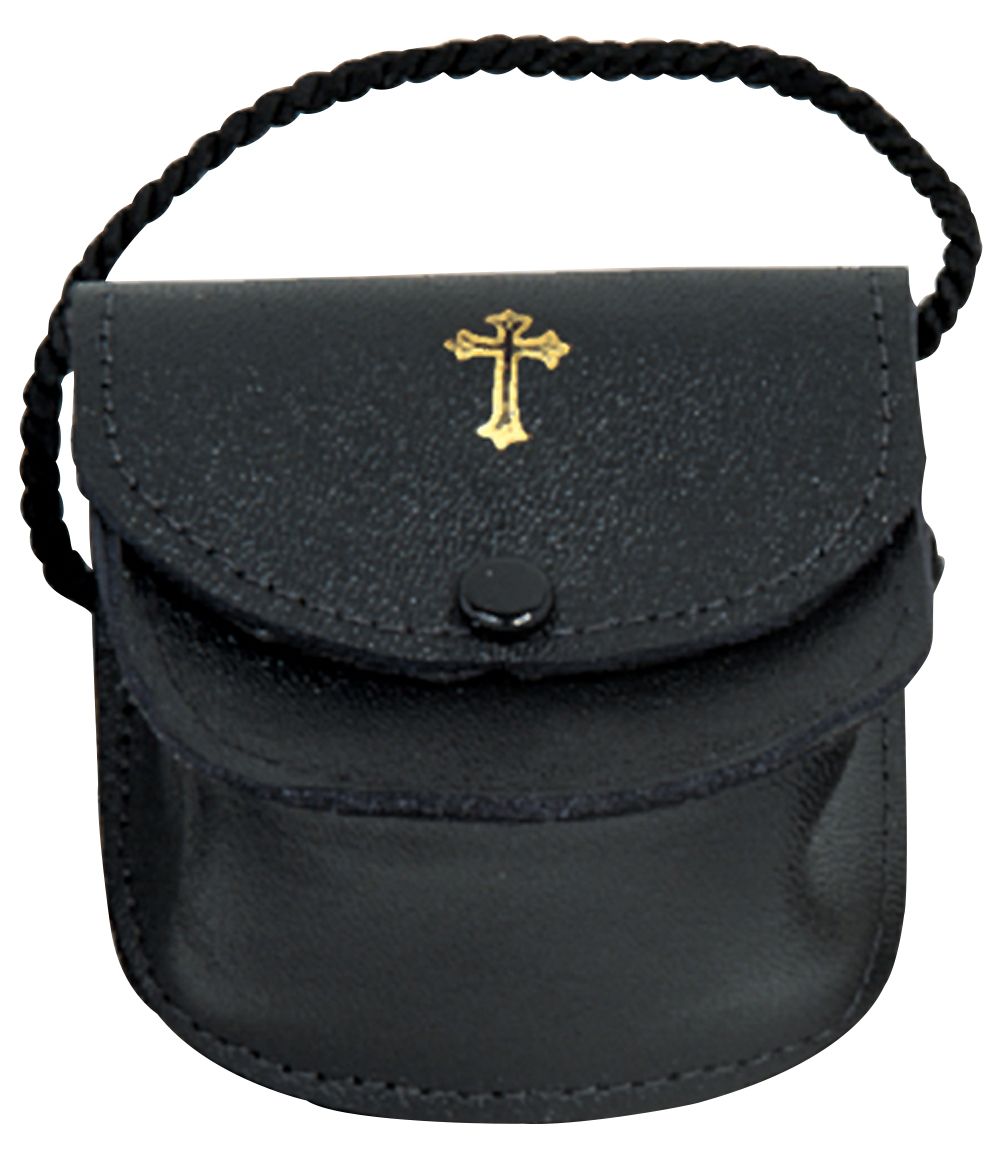 Gusset Burse, Leather with Neck Cord, 3"x3"x1"deep