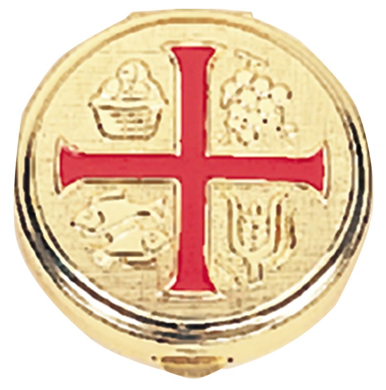 Pyx with Red Enamed Cross Pyx with Red Enamed Cross