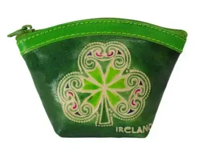 Shamrock Leather Fan Purse
