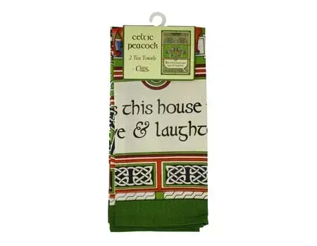 Celtic Peacock 2 Tea Towels Set