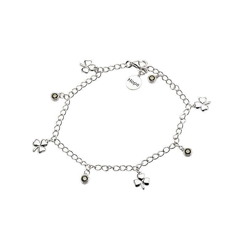 Sterling Silver Peridot Shamrock Bracelet Sterling Silver Peridot Shamrock Bracelet