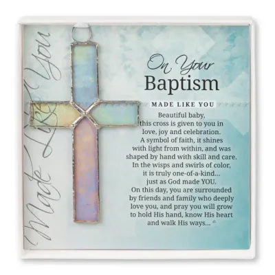 Baby Baptism Gift Handmade Clear Stained Glass Cross