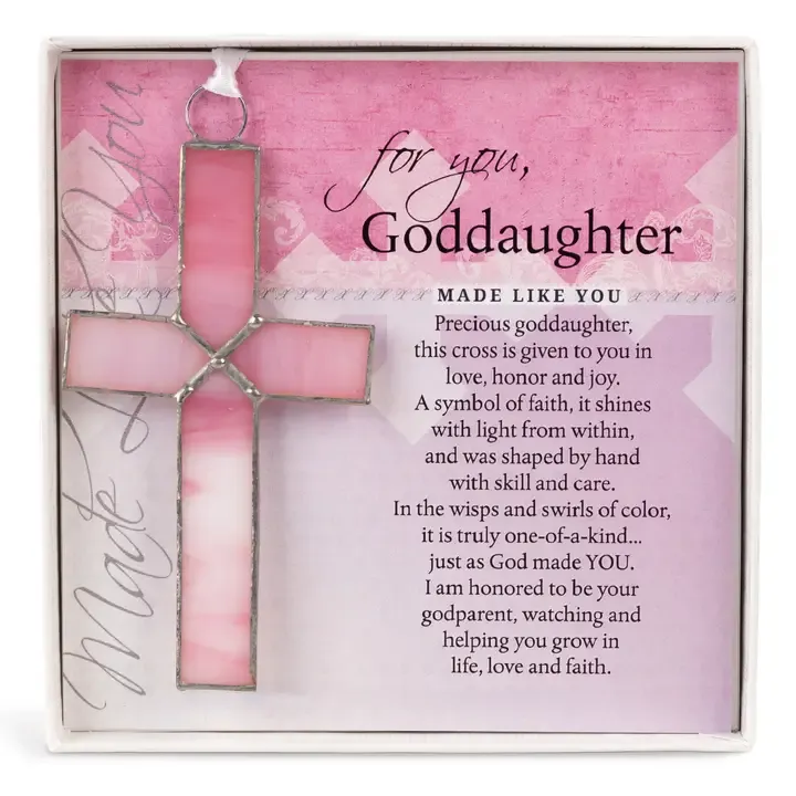 Goddaughter Gift: Pink Stained Glass Cross Goddaughter Gift: Pink Stained Glass Cross