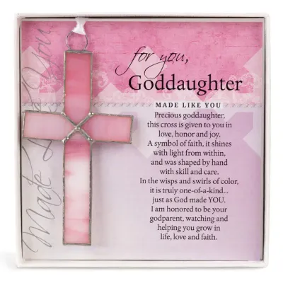 Goddaughter Gift: Pink Stained Glass Cross