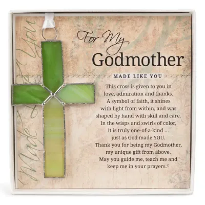 Godmother Gift: Green Stained Glass Cross