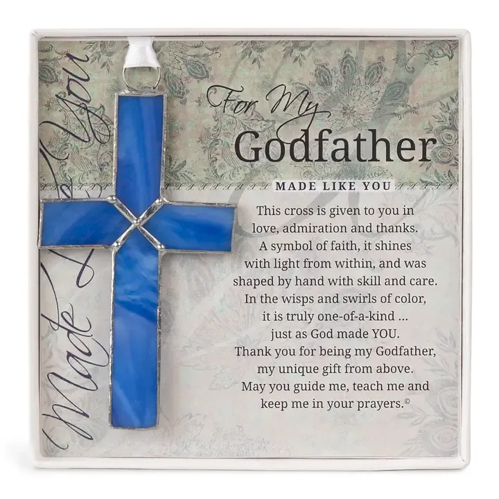 Godfather Gift: Navy Blue Stained Glass Cross
