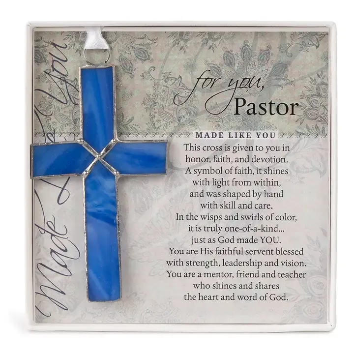 Pastor Appreciation Gift Blue Stained Glass Cross Pastor Appreciation Gift Blue Stained Glass Cross