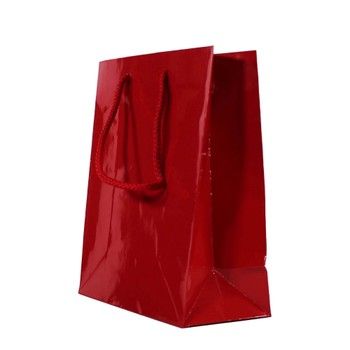 Red High Gloss Gift Bag- 8"W x 4"D x 10"H