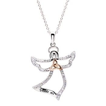 Sterling Silver Guide Me Angel Trinity Pendant on a 18" Sterling Silver Chain
