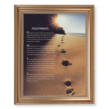 11" x 14" Footprints Textured Art in 13.5" x 16 9/16" Gold Leaf Antique Finished Frame