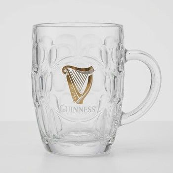 Guinness Gold Harp Dimple Tankard- 20 oz Glass Mug Guinness Gold Harp Dimple Tankard- 20 oz Glass Mug