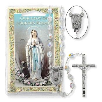 Crystal Bead Lourdes Water Specialty Rosary Boxed Crystal Bead Lourdes Water Specialty Rosary Boxed