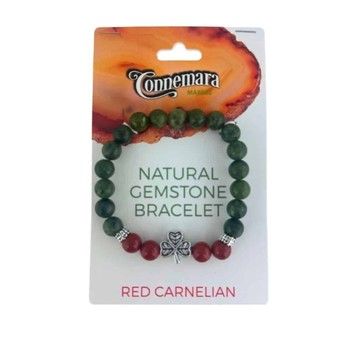 Gemstone Bracelet Red Carnelian Connemara Marble Bracelet