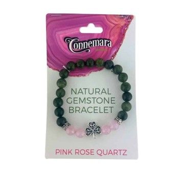 Gemstone Bracelet Pink Rose Quartz Connemara Marble Bracelet