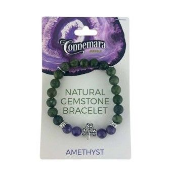 Gemstone Bracelet Amethyst with Connemara Marble Gemstone Bracelet Amethyst with Connemara Marble