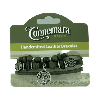 Tree of Life Charm Leather and Marble Hippy Bracelet