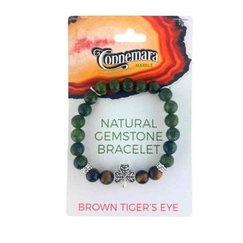Gemstone Bracelet Brown Tiger's Eyes with Connemara Marble