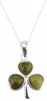 Connemara Marble Silver Plated Shamrock Pendant on a 18" Silver Plated Chain Connemara Marble Silver Plated Shamrock Pendant on a 18" Silver Plated Chain