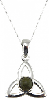 Connemara Marble Silver Plated Trinity Knot Pendant on a 18" Silver Plated Chain