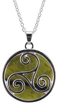 Reversible Connemara Marble Silver Plated Triskele Pendant on a 18" Silver Plated Chain Reversible Connemara Marble Silver Plated Triskele Pendant on a 18" Silver Plated Chain