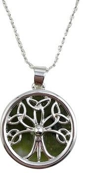 Reversible Connemara Marble Silver Plated Tree of Life 2 Pendant on a 18" Silver Plated Chain