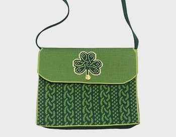 Shamrock Emblem Knit Shoulder Bag