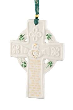 Belleek Classic Claddagh Blessing Cross Ornament