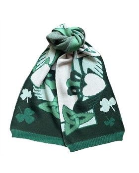 Green/Cream Claddagh Knit Scarf