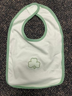 Green Shamrock Baby Bib Disc.