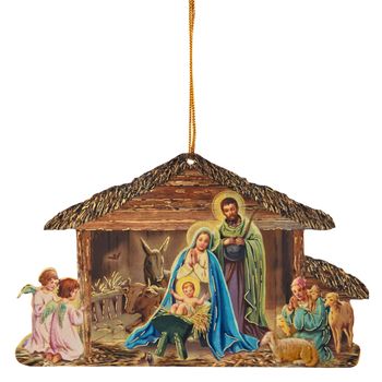 Traditional Stable Nativity Paper Ornament Traditional Stable Nativity Paper Ornament