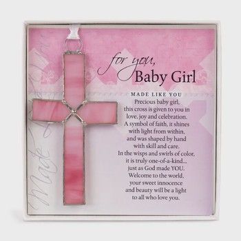 Baby Girl Gift: Pink Stained Glass Cross