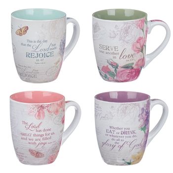 Floral Inspirations Four-piece Coffee Mug Set