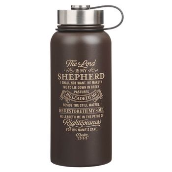 Shepherd Brown Stainless Steel Water Bottle - Psalm 23:1-3