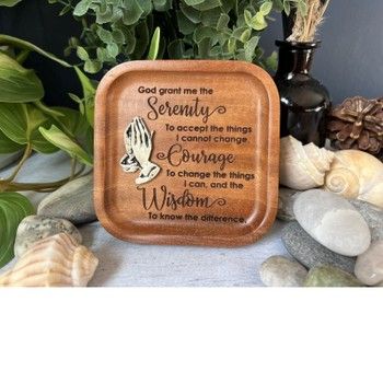 Serenity Cedar Trinket Dish with Praying Hands