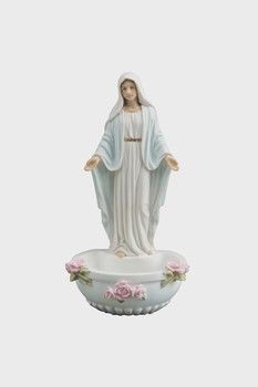 7.5" Lady of Grace Holy Water Font in White