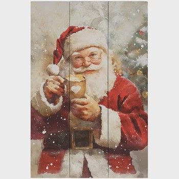 Santa Claus Mug Christmas Wood Wall Art Santa Claus Mug Christmas Wood Wall Art