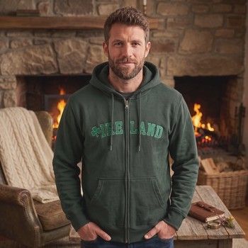Ireland Shamrock Forest Full Zip Hoodie - Forest Green